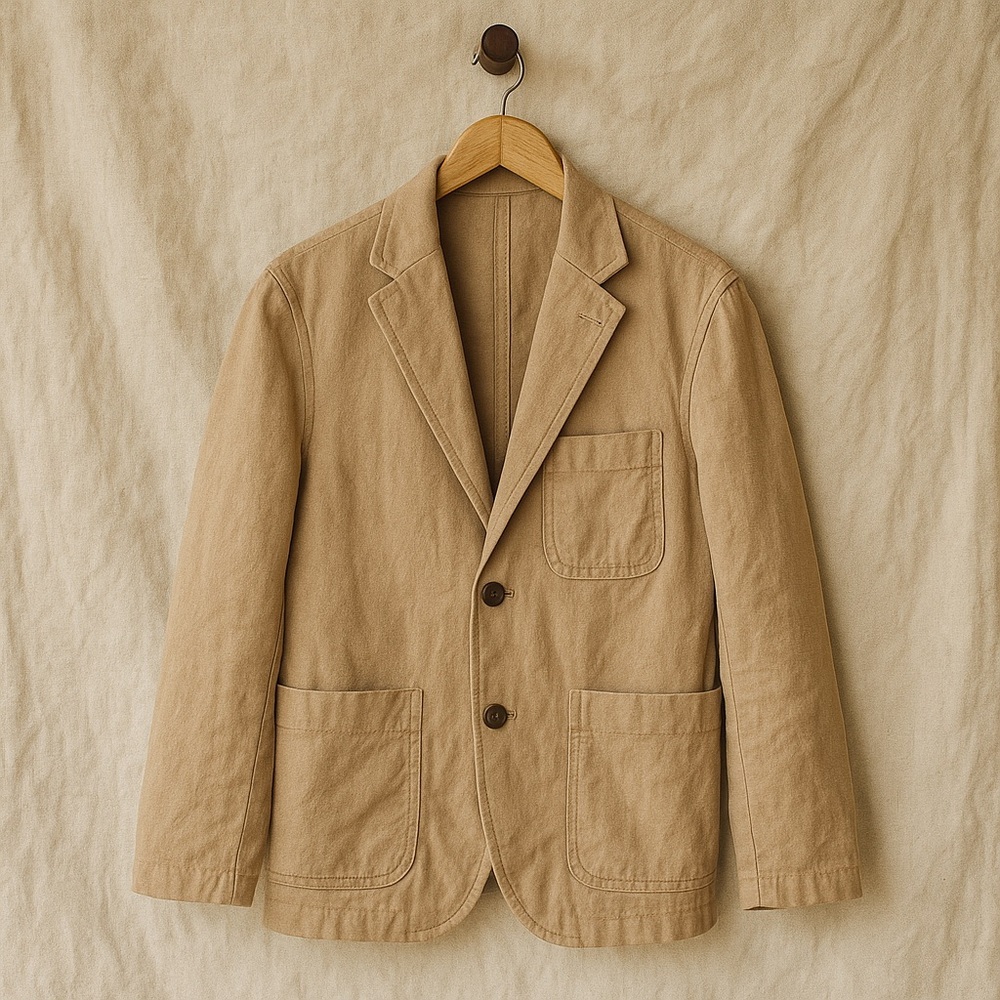 J. Crew Khaki Blazer Men’s 34 Cotton Linen EUC